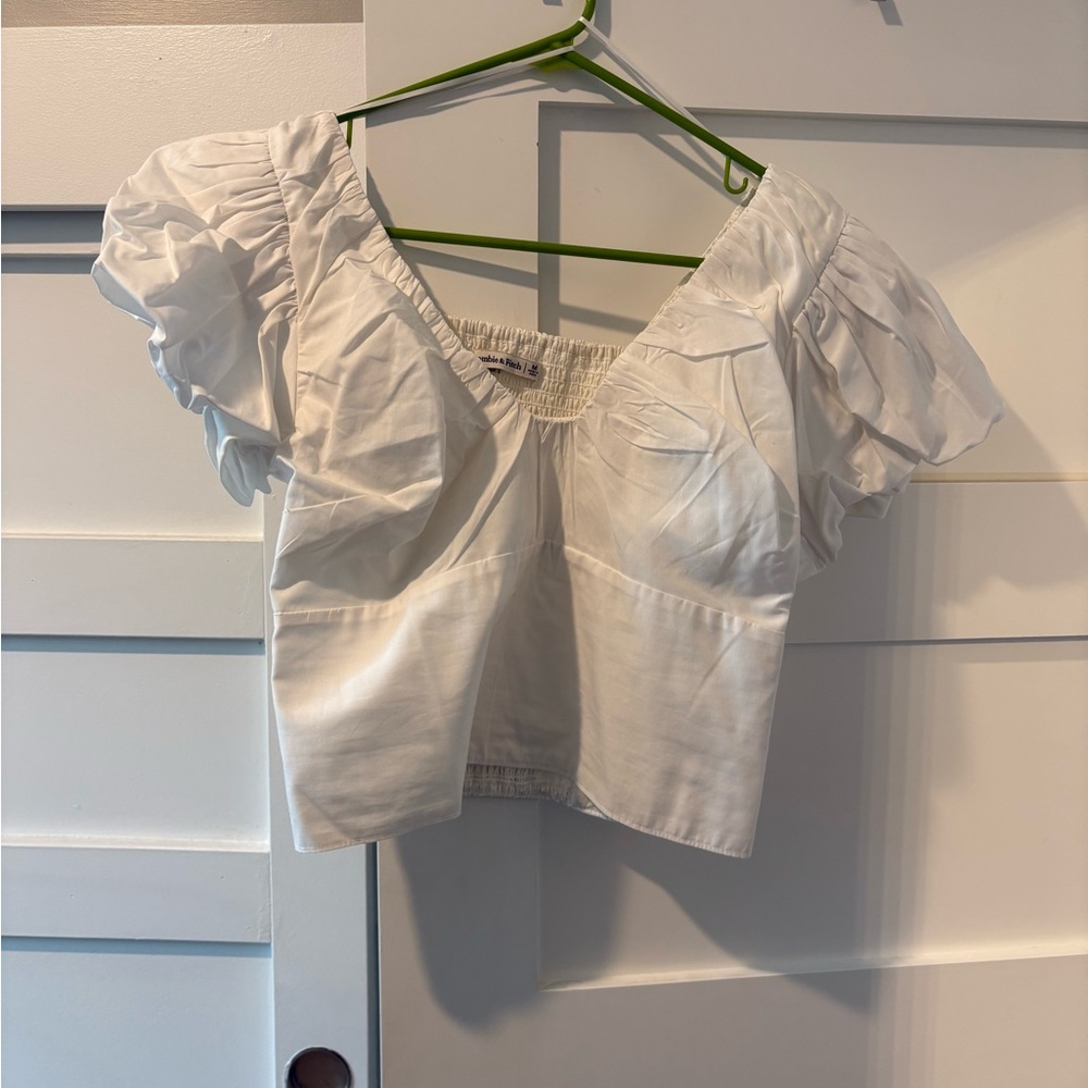 Abercrombie & Fitch White Puff Sleeve Blouse